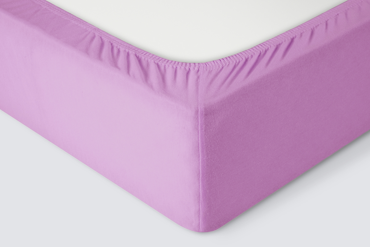 Простыня на резинке Трикотажная сиреневая