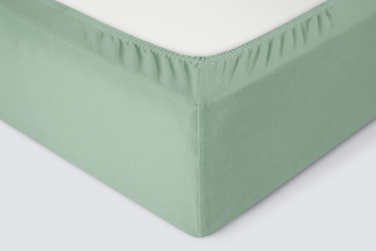 Простыня на резинке Трикотажная оливковая
