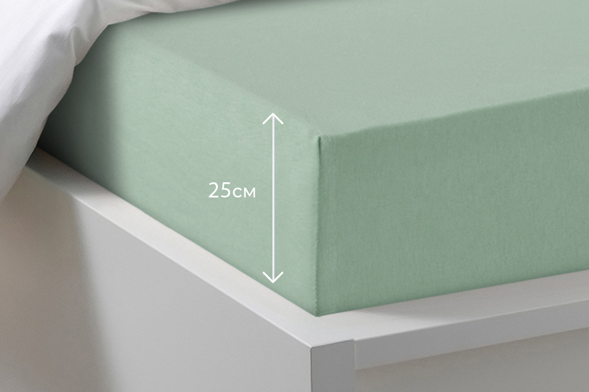 Простыня на резинке Трикотажная оливковая