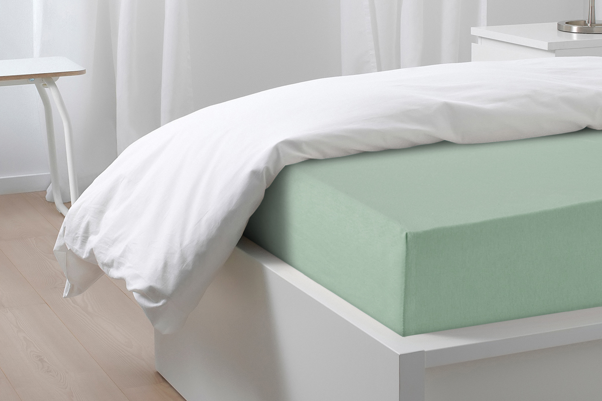 Простыня на резинке Трикотажная оливковая