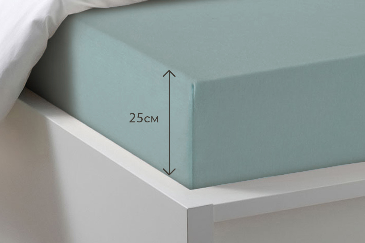 Простыня на резинке Трикотажная голубая ель