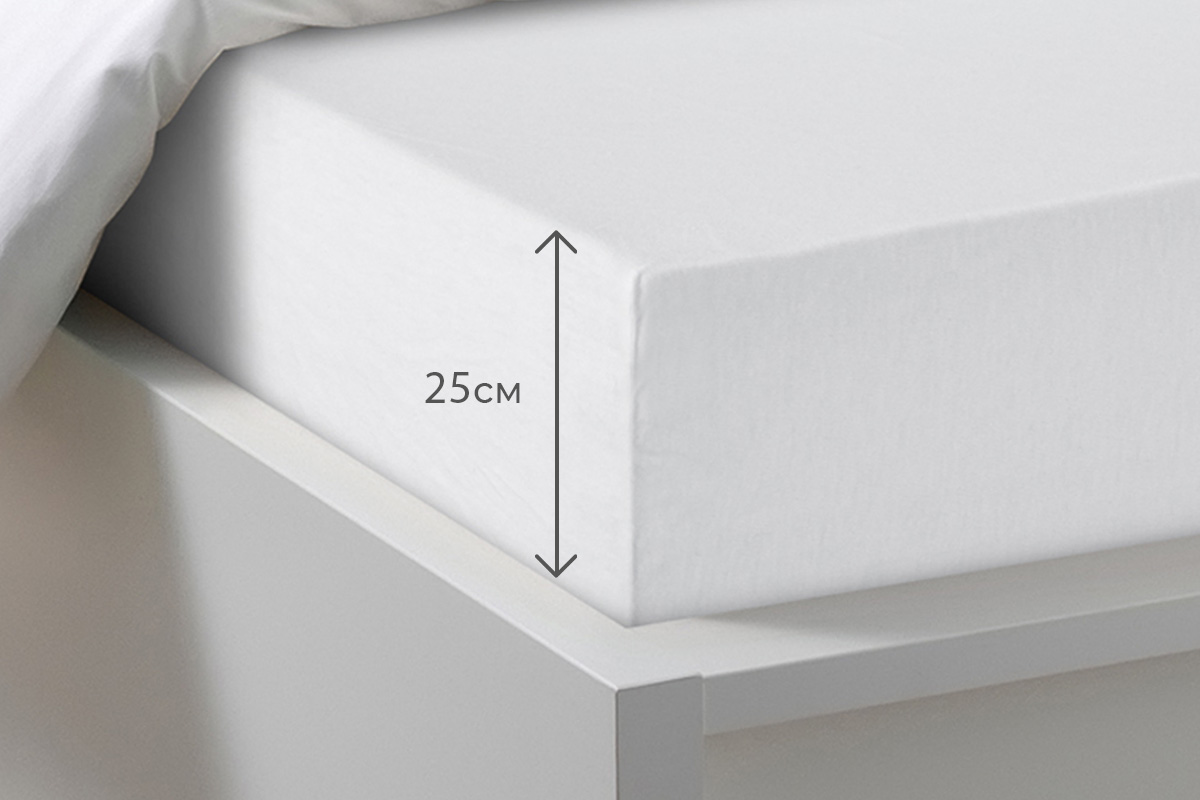 Простыня на резинке Трикотажная белая