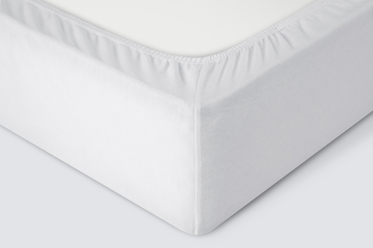 Простыня на резинке Трикотажная белая