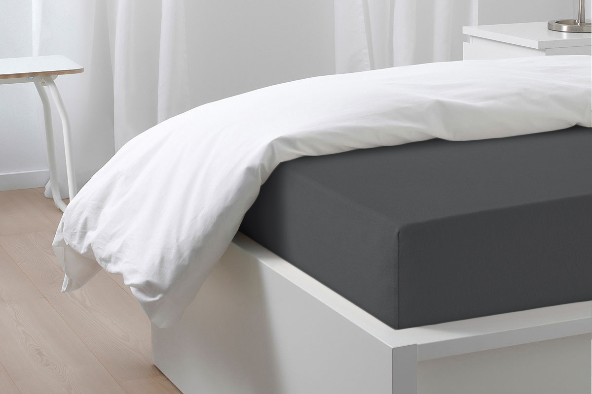 Простыня на резинке Трикотажная антрацит