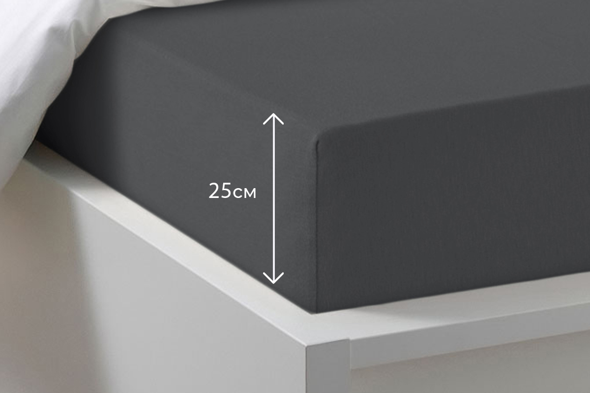 Простыня на резинке Трикотажная антрацит